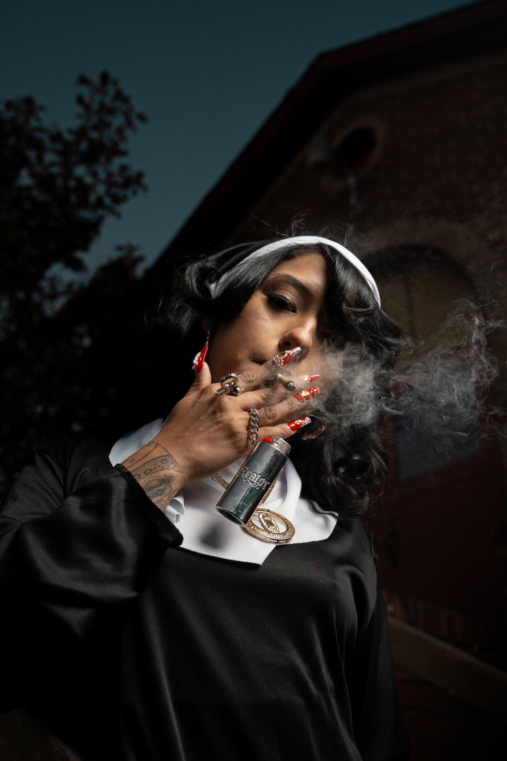 Chrome La virgen lighter holder